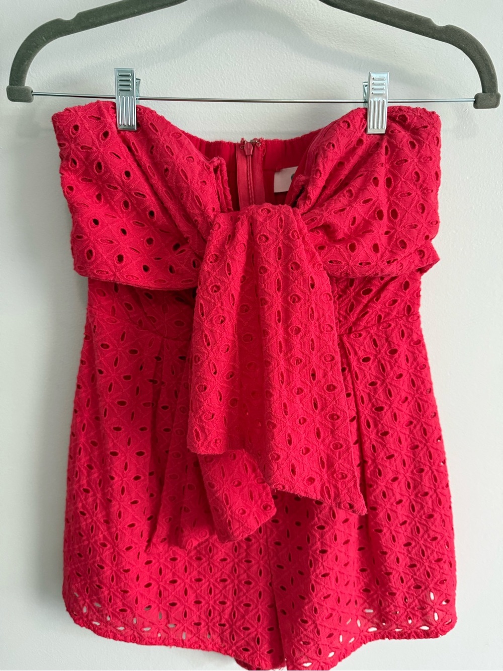 The Impeccable Pig Pink Strapless Eyelet Romper
